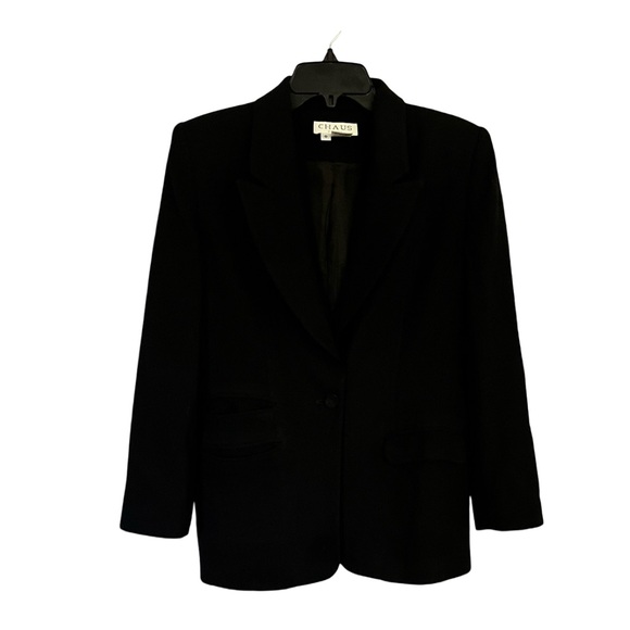 CHAUS black worsted wool jacket . - Picture 1 of 9
